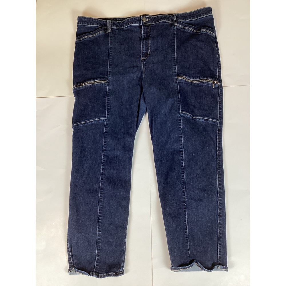 SUSAN GRAVER Womens 6-Pocket Jeans 26W Stretch Denim Dark Wash Comfort Casual